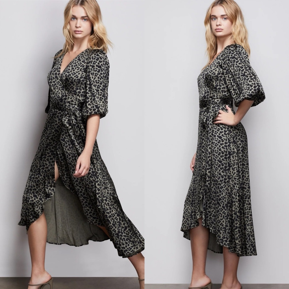 GOOD AMERICAN the sage leopard wrap dress